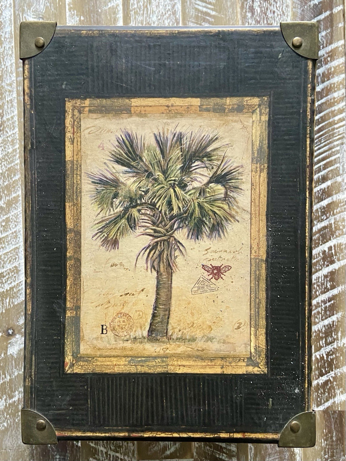 Vintage Art In Motion Chest Box Chad Barrett Palm Tree Cardboard Brass Handles