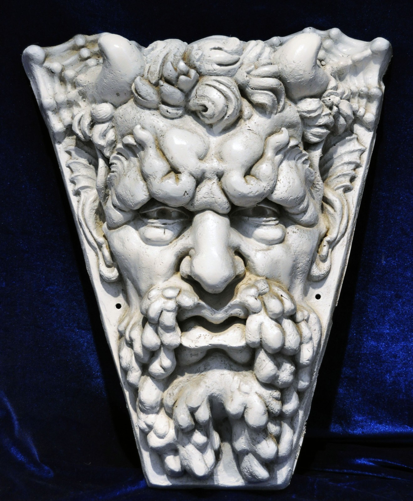 NEOCLASSICAL BUST GREEK ROMAN RELIEF BACCHUS SALVAGED ARCHITECTURAL HORNED FACE