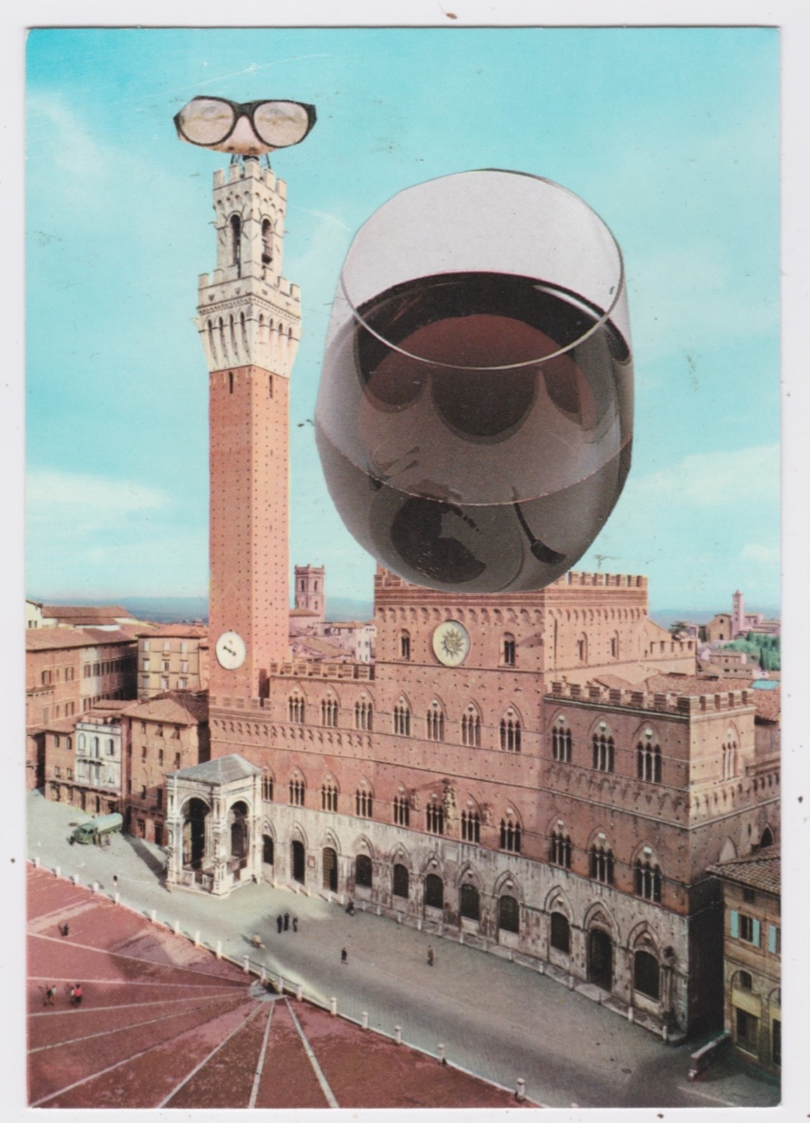 Mail Art David Greenberger "Wine Spodeeodee" original collaged postcard 2023