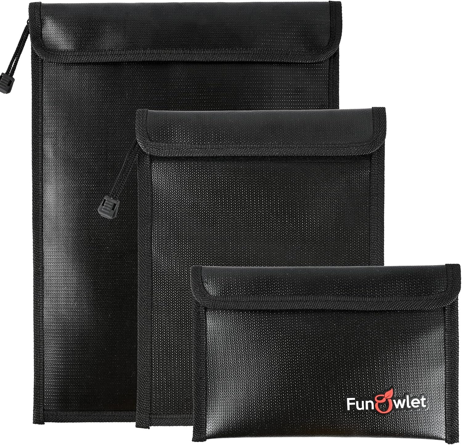 Funowlet Fireproof Waterproof Document Bag – 3 Pack Fire and Water Resistant Zip