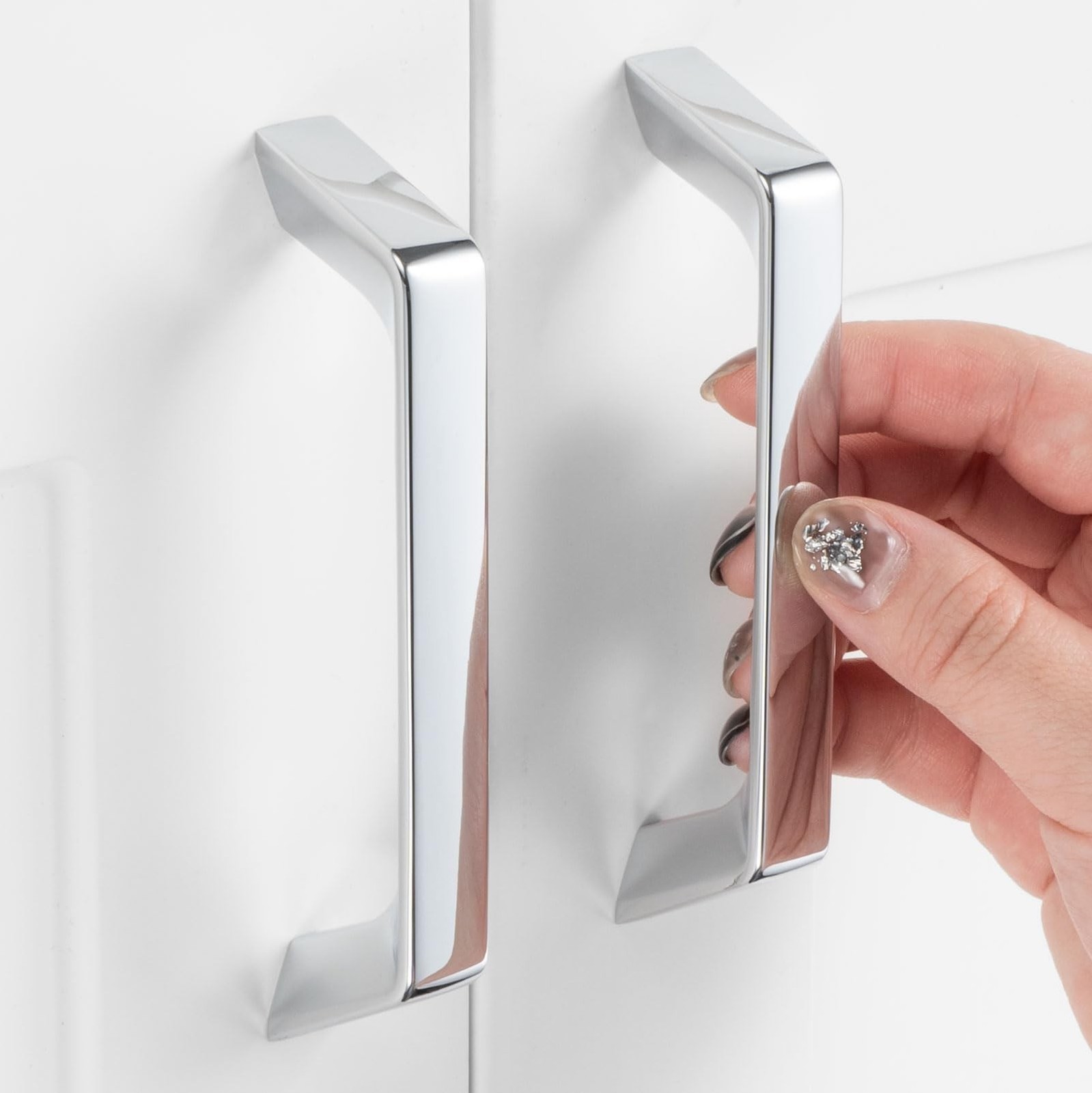 10 Pack 3-3/4 Inch Hole Centers, Polished Chrome Cabinet Pulls Chrome Cabinet...