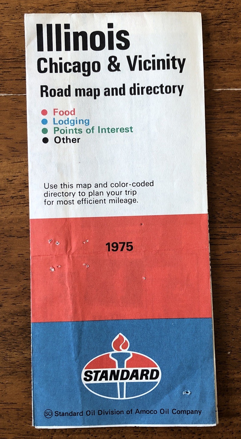 Vintage 1975 Standard Oil Illinois, Chicago & Vicinity Road Map and Directory