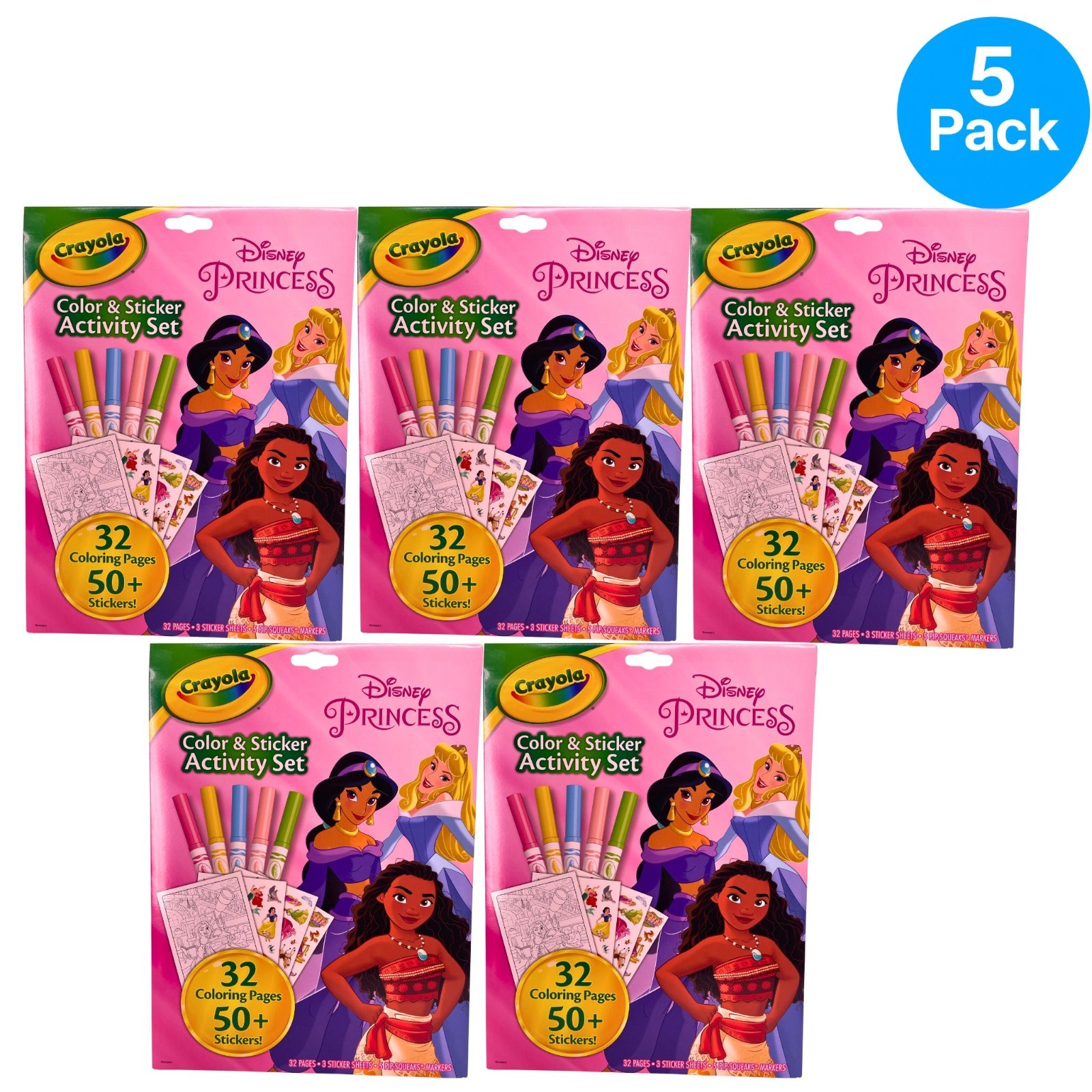 Crayola Disney Princess Color & Sticker Activity Set 5 Pack New