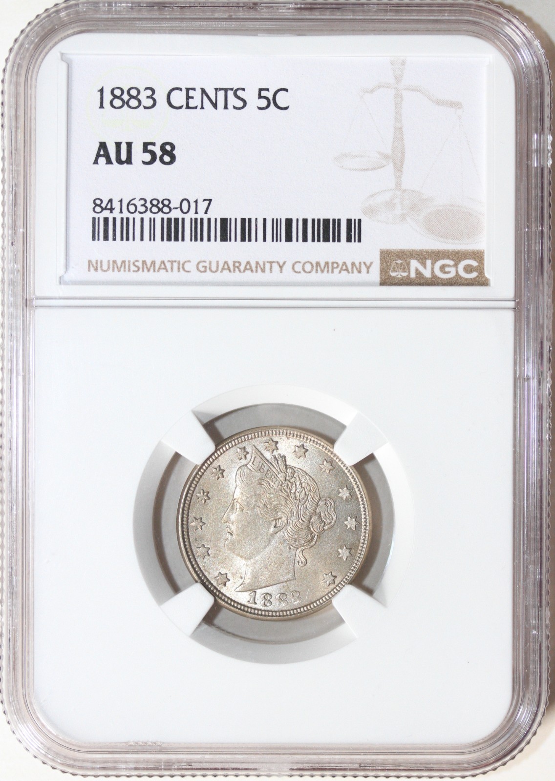 1883 Cents Liberty Nickel NGC AU58