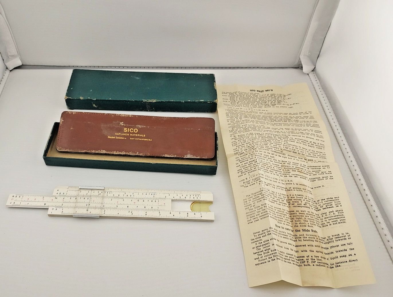 Sico Capliner Slide Ruler With Case Vintage Drafting Art Supply