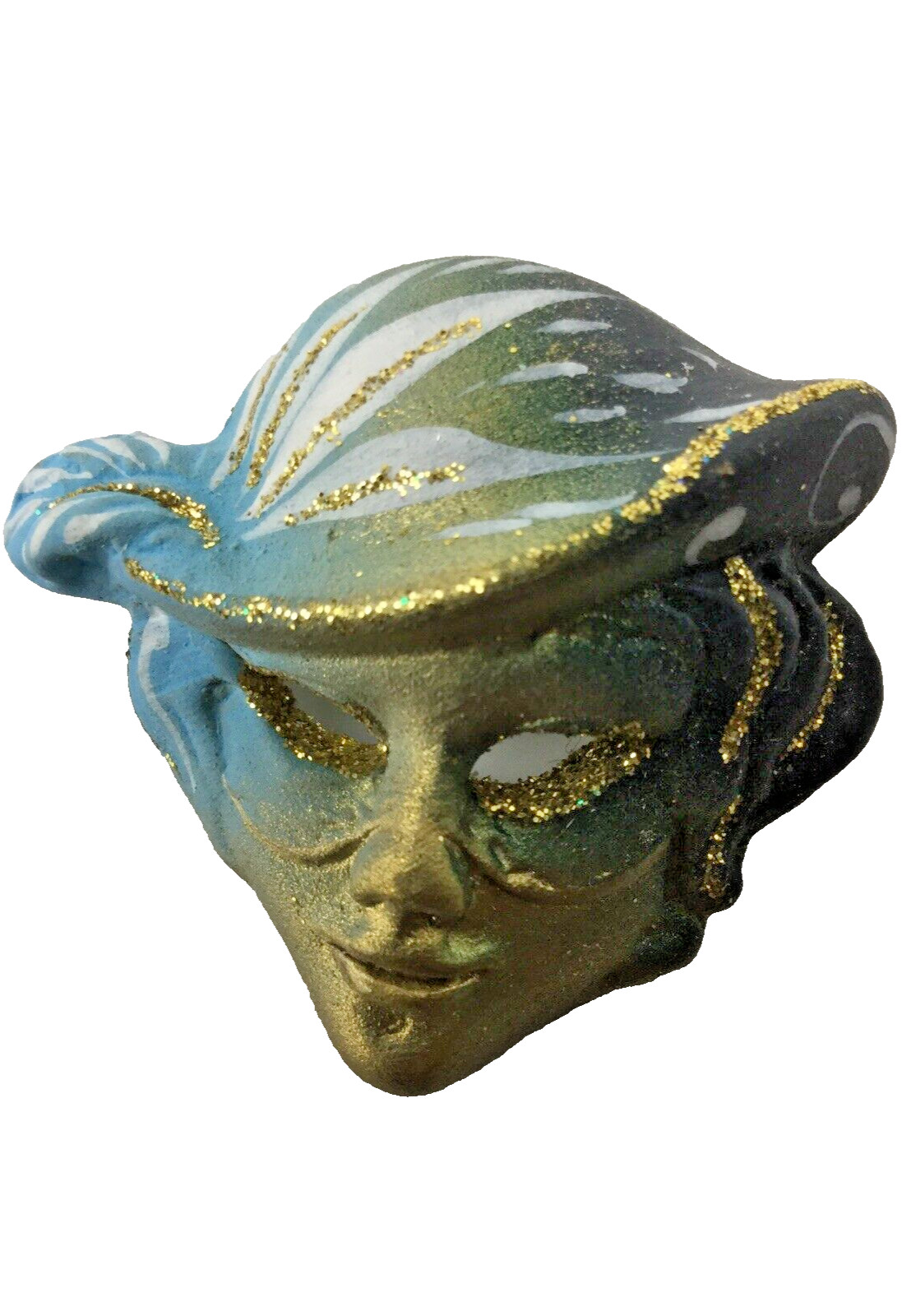 Venetian Brooch Mask Handcrafted and Painted Signed Made in Italy