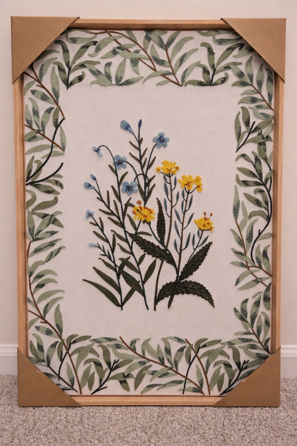 NWT BP Home Textile Embroidery Woven Wall Art Wild Flowers 26" x 18"