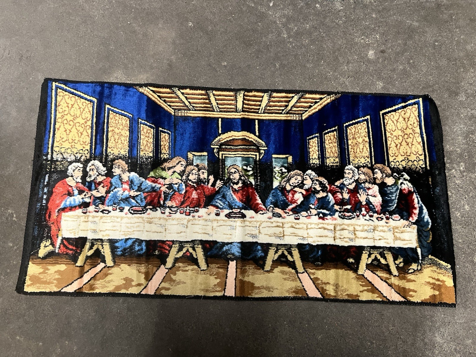 20"x39" Mid-century Italian 'Last Supper' Tapestry