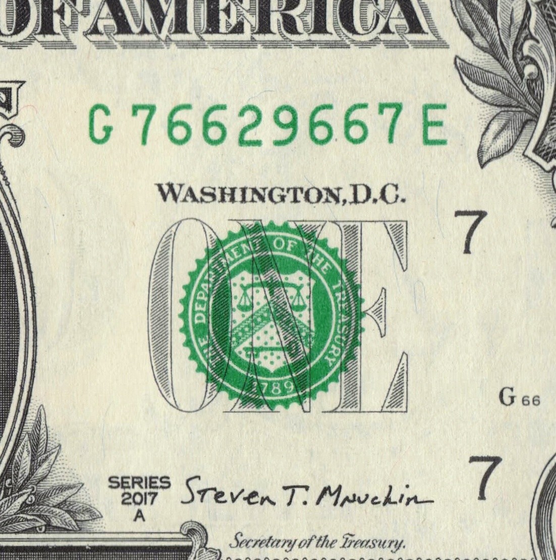 Radar Bookend 766 667 Fancy Serial Number $1 Dollar Bill Mini Radar G76629667E