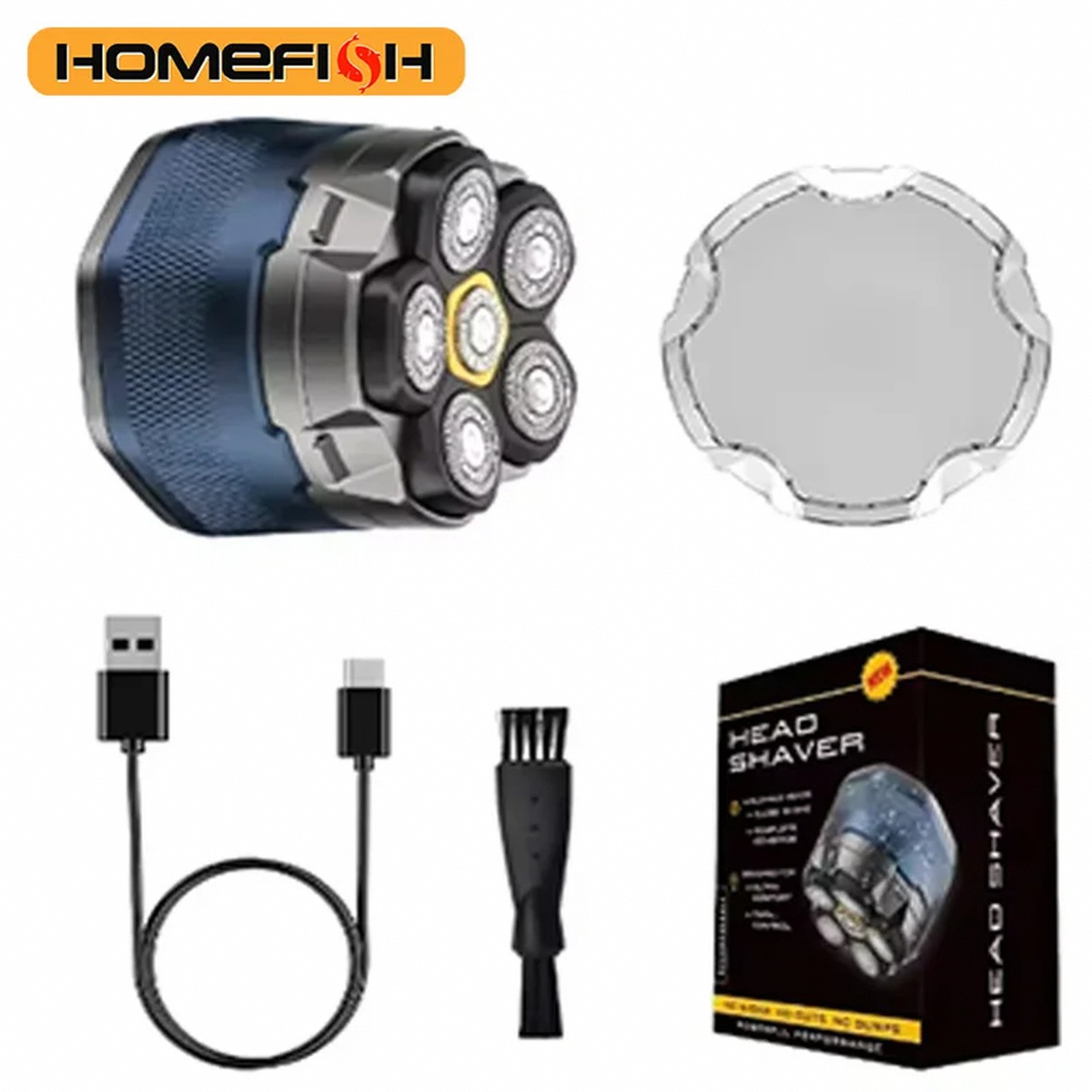 HOMEFISH Electric Head Shaver for Bald Men 6D Magnetic Razor Hair Trimmer LED