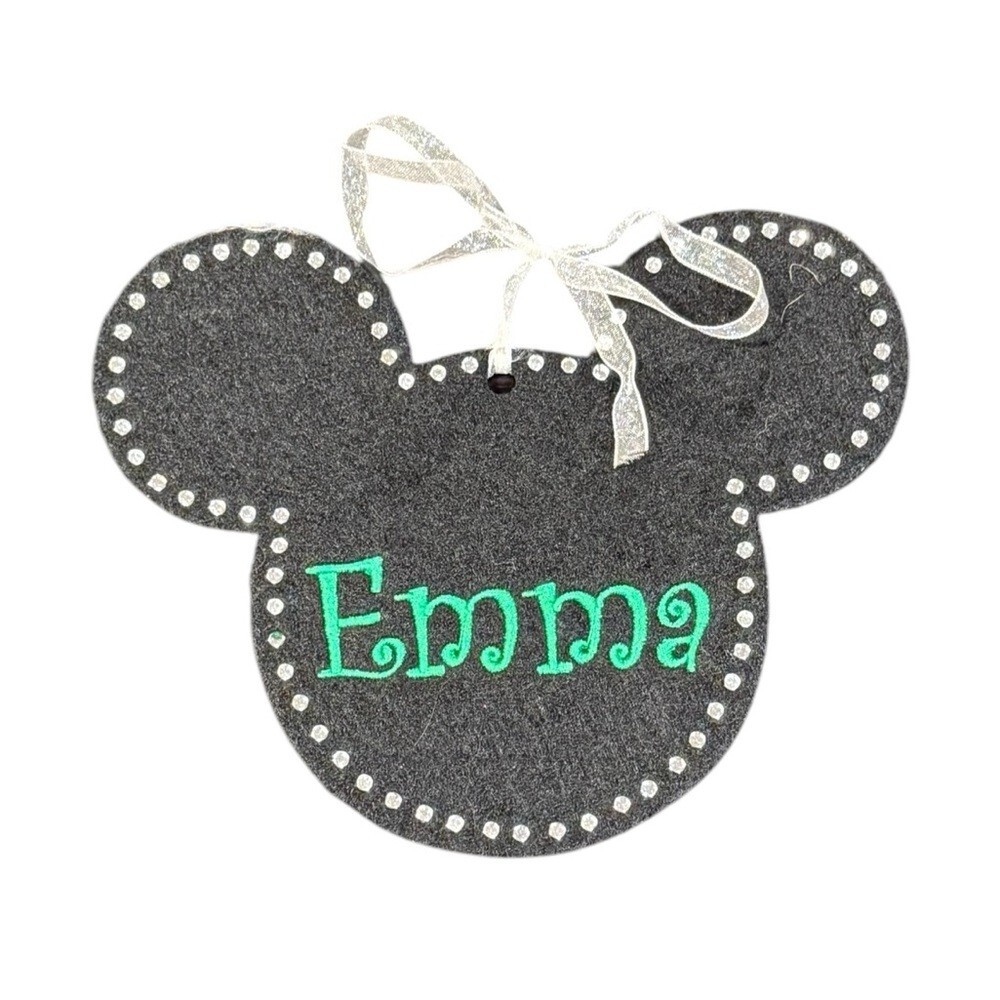 Mickey Ears Embroidered Emma Disney Christmas Ornament Monogram