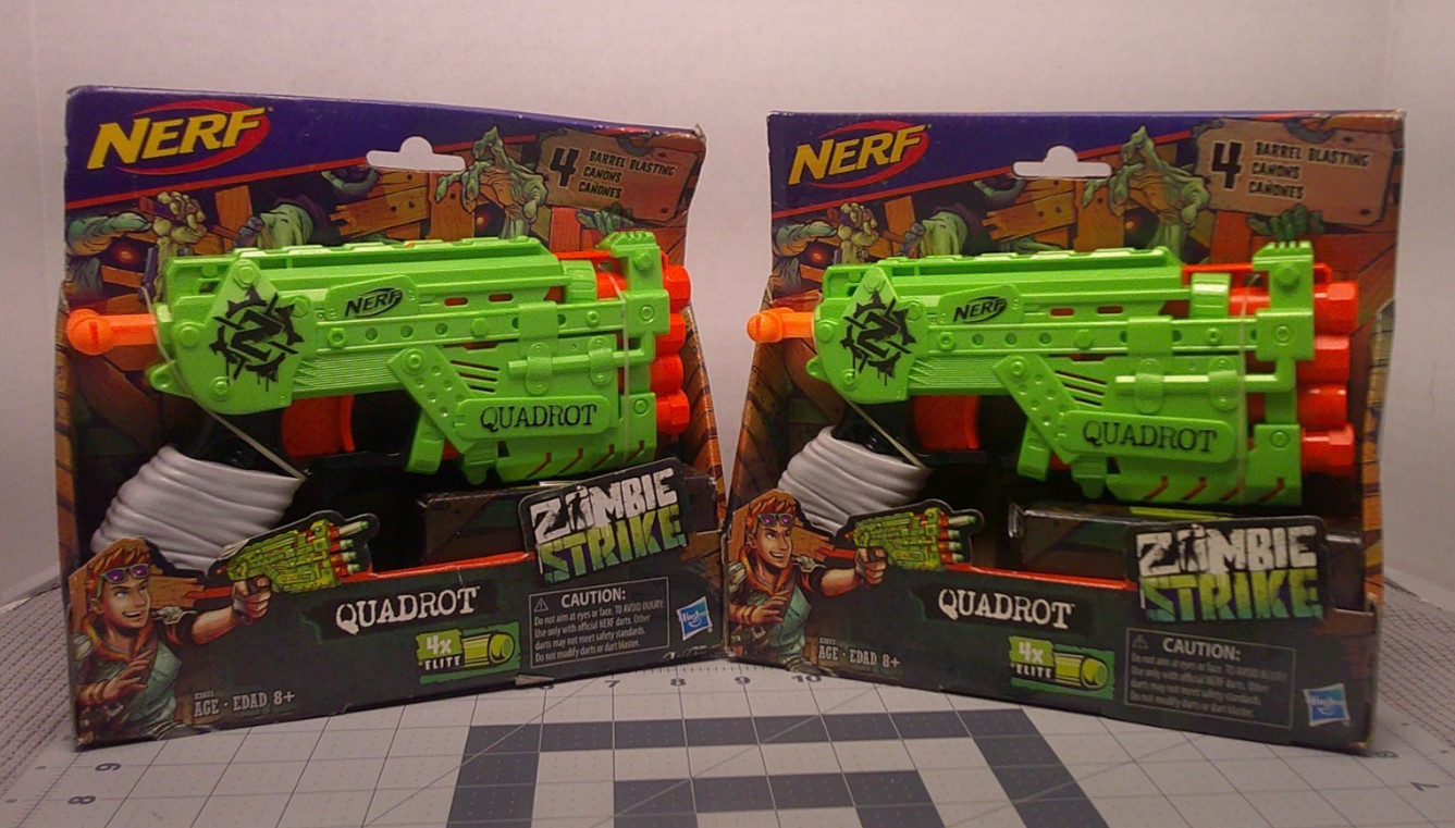 Lot Of 2 Nerf Zombie Strike Quadrot Gun Blasters Elite Darts 4 Barrel Nerf Guns