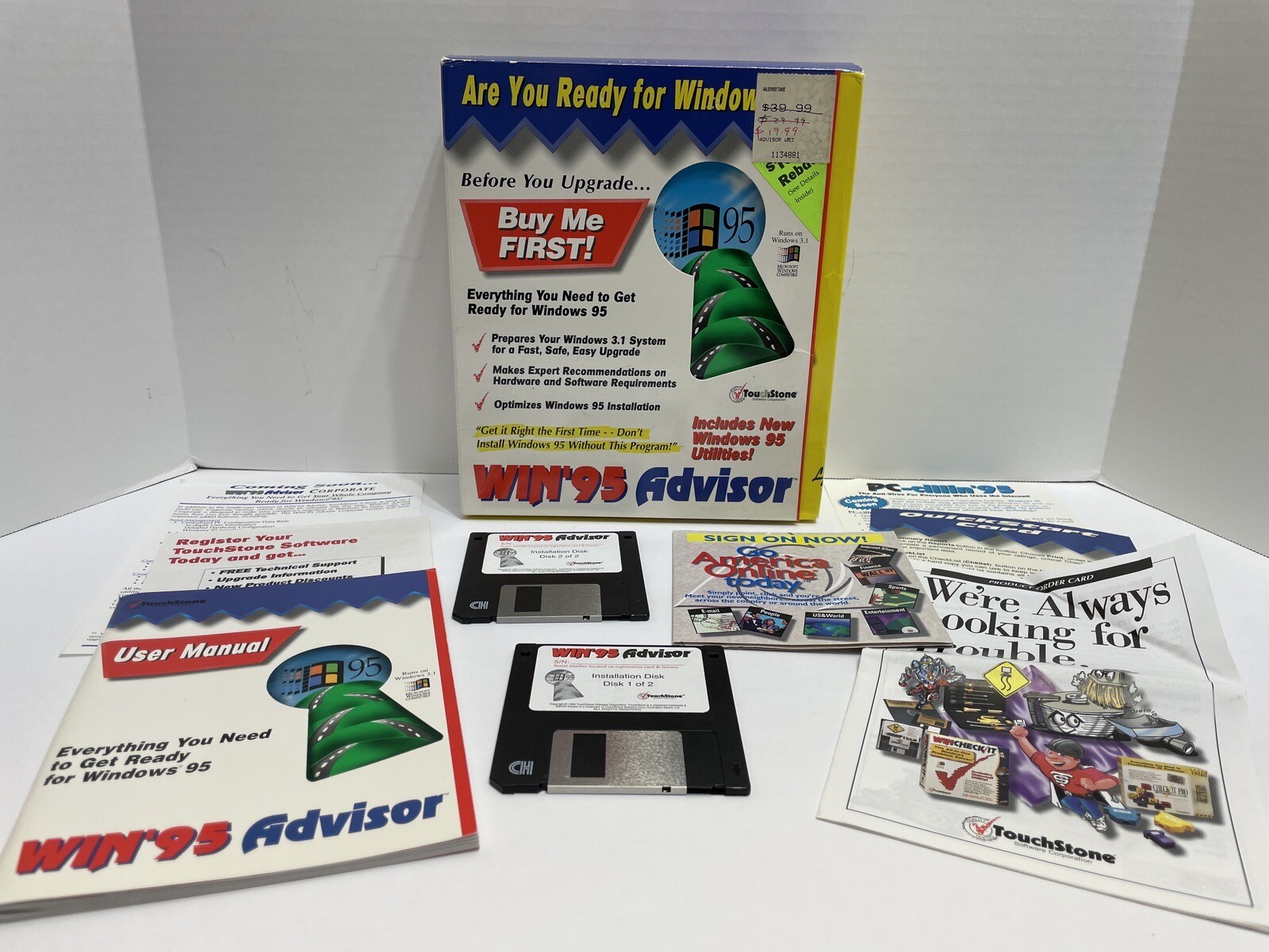 WIN '95 PC ADVISOR WINDOWS 95 3.1 System Computer Touchstone Software BIG BOX
