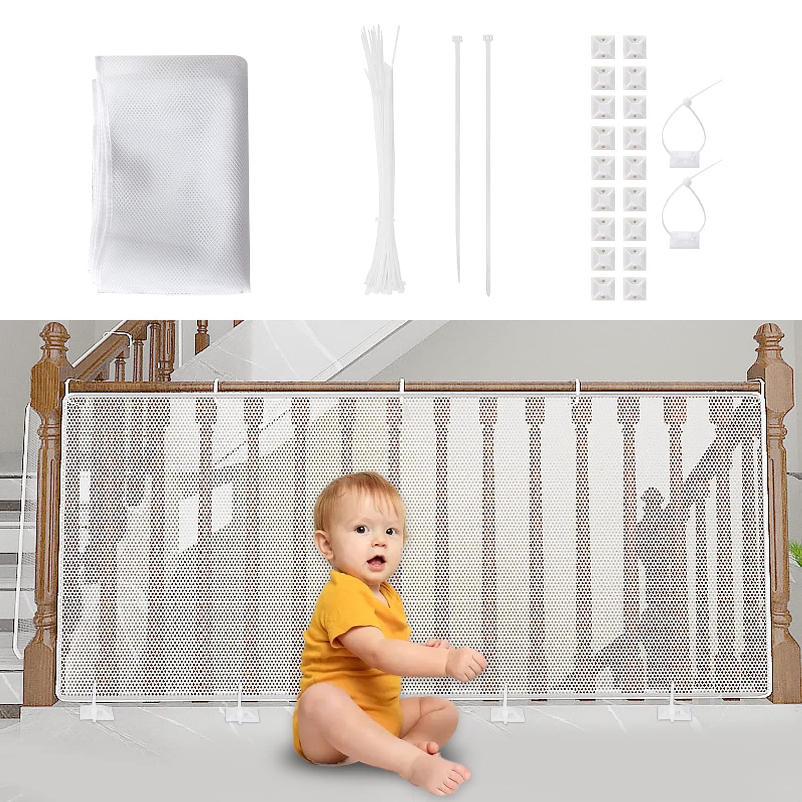 Child Safety Net, Durable Banister Guard for Baby Safety Stairs Railing Balco...