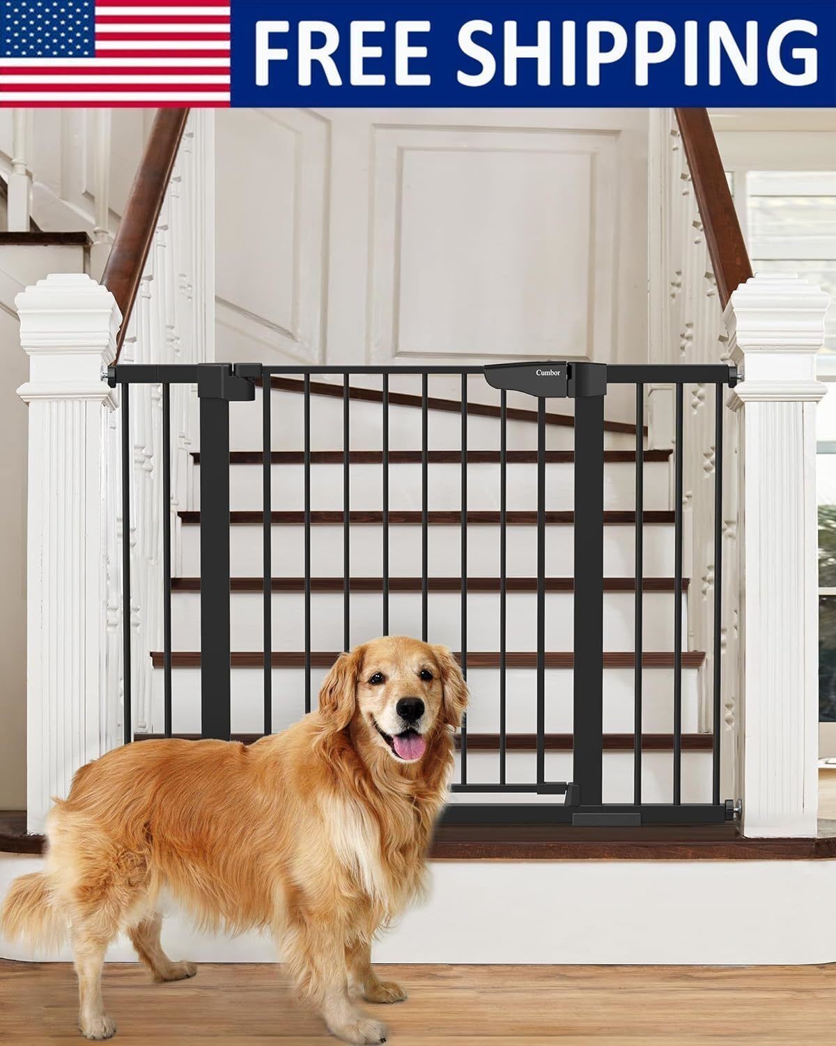 29.7-46 In Baby Stairway Gate Self Closing Dual Lock Pressure/Hardware Mounted