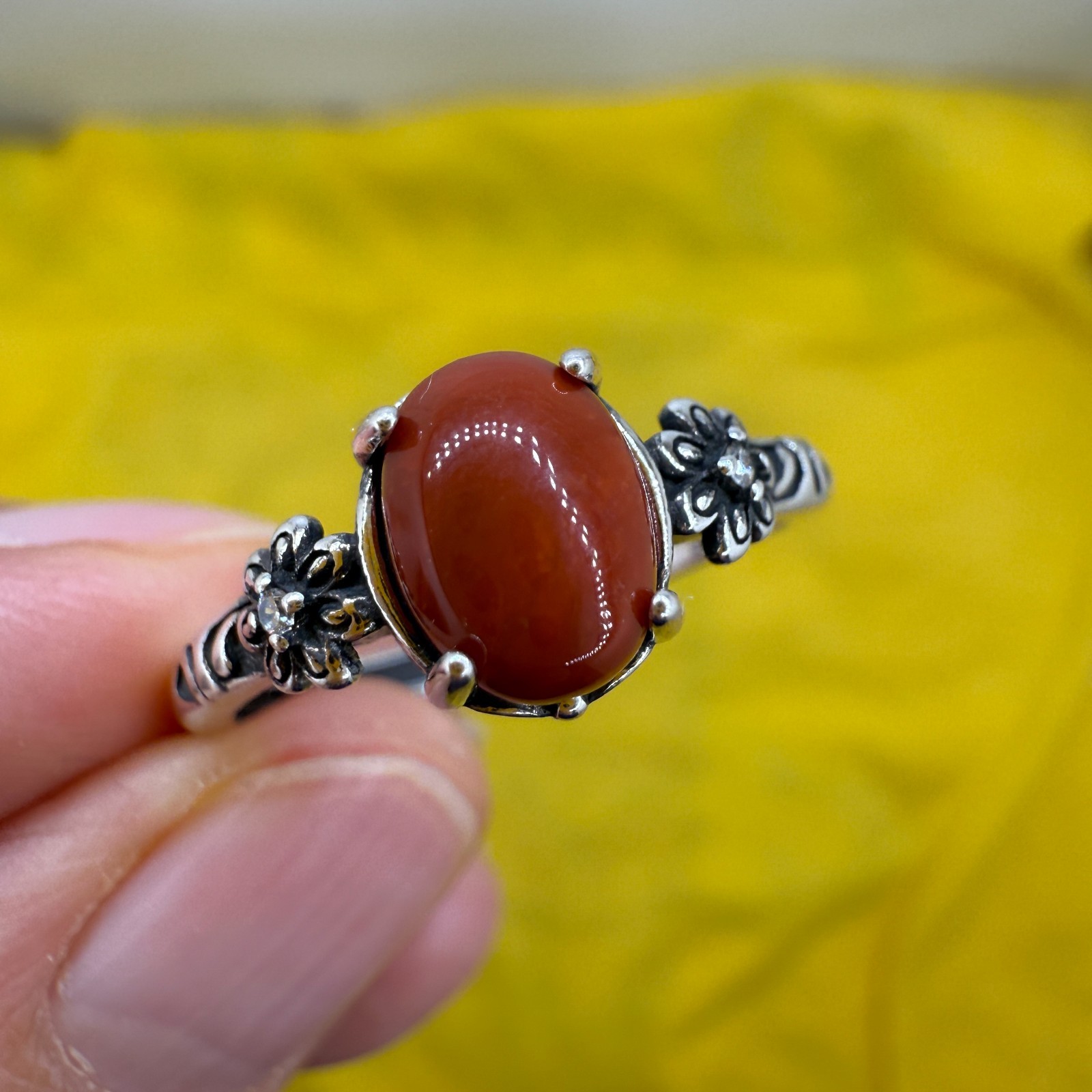 925 Sterling Silver Ring 8x6mm Natural South Red Agate Gemstone Bridal Jewelry