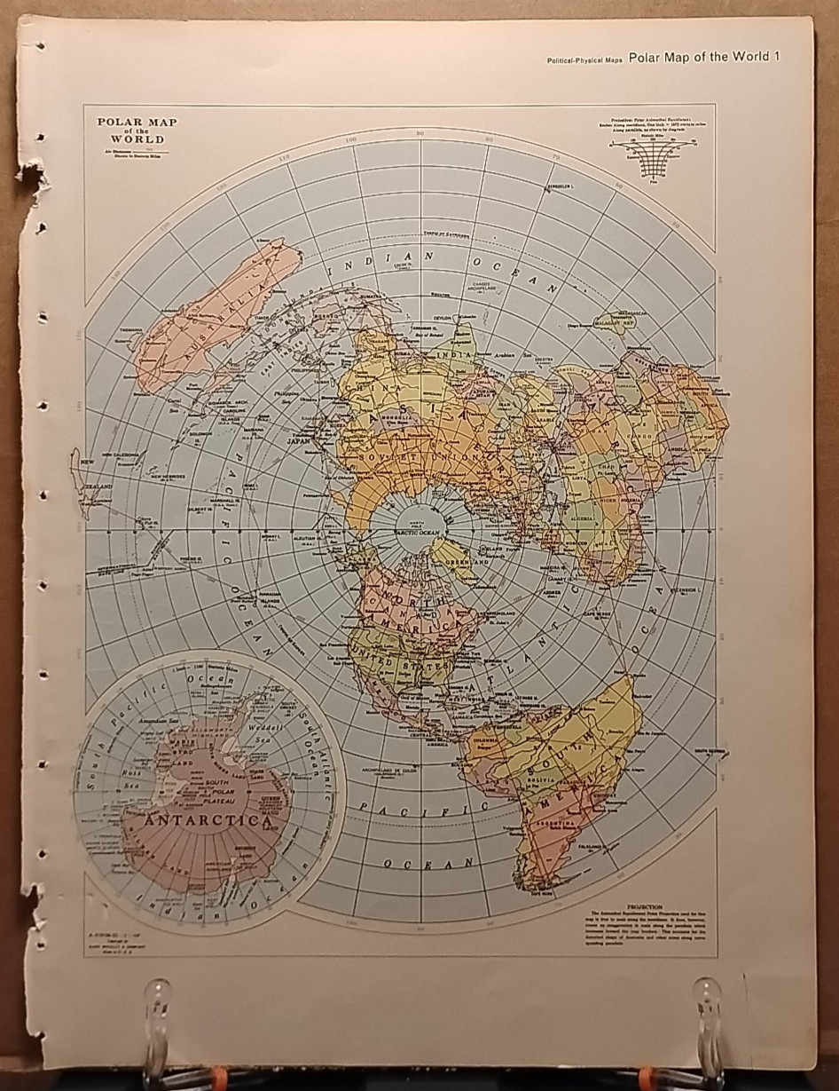 1966 Vintage POLAR REGION Map from MCM Encyclopedia Britannica World Atlas