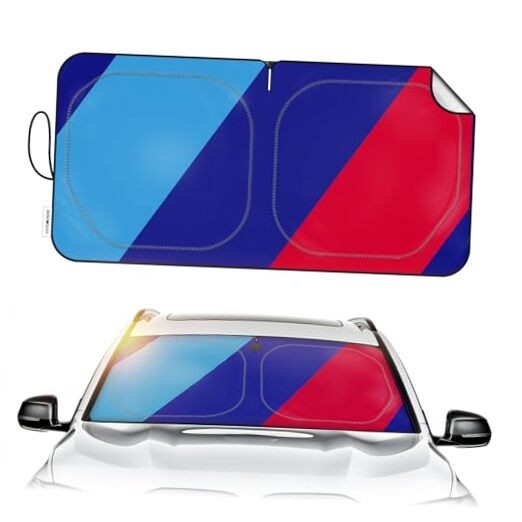 Car Windshield Sun Shade Blocks UV Rays Sun Visor Protector, Blue Blue///M