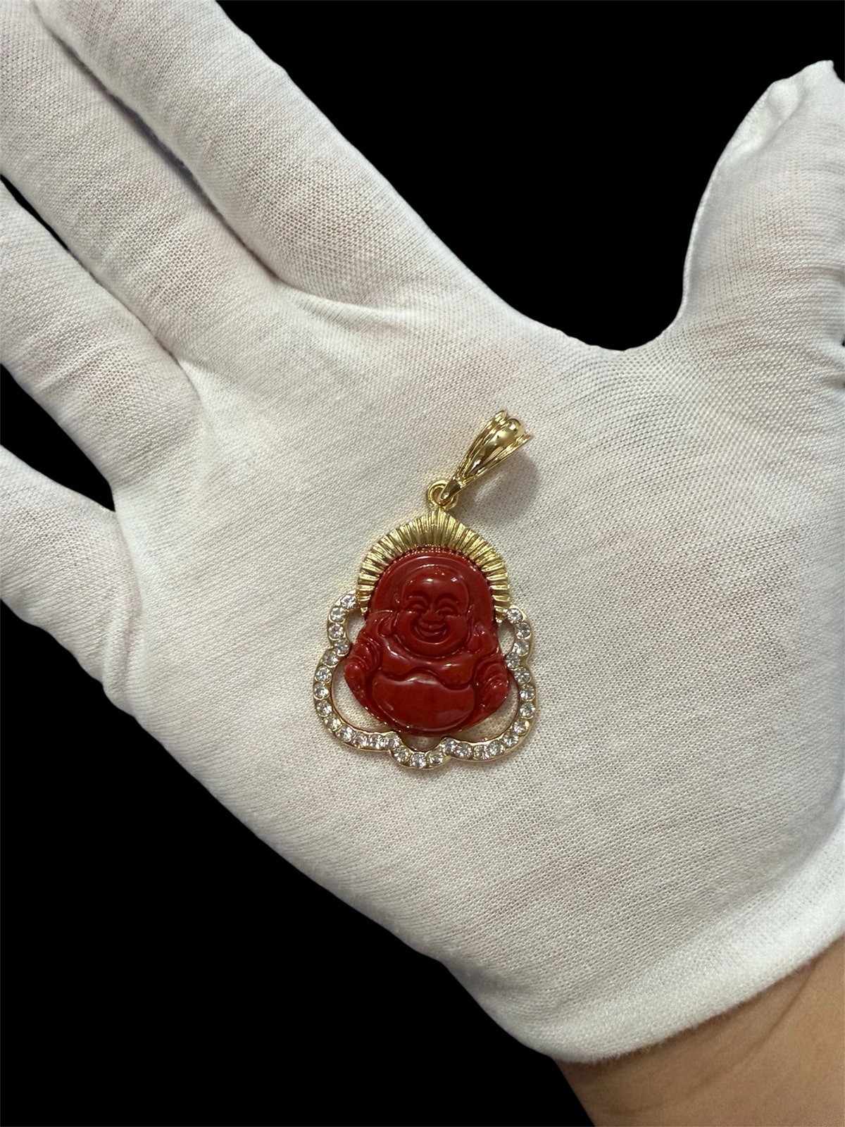 14K Gold Filled Buddha Pendant With Rhinestones 