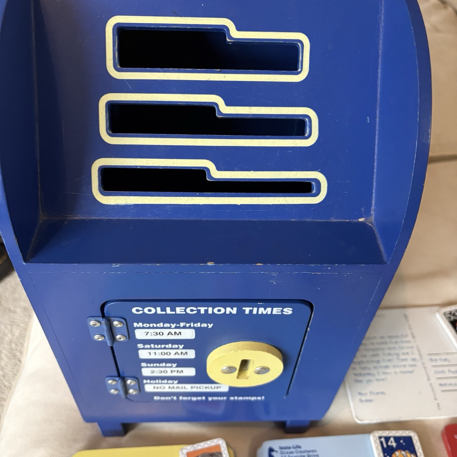 Melissa & Doug Wooden Mailbox With Mail, Stamps, Key Classic Dramatic Play Toy