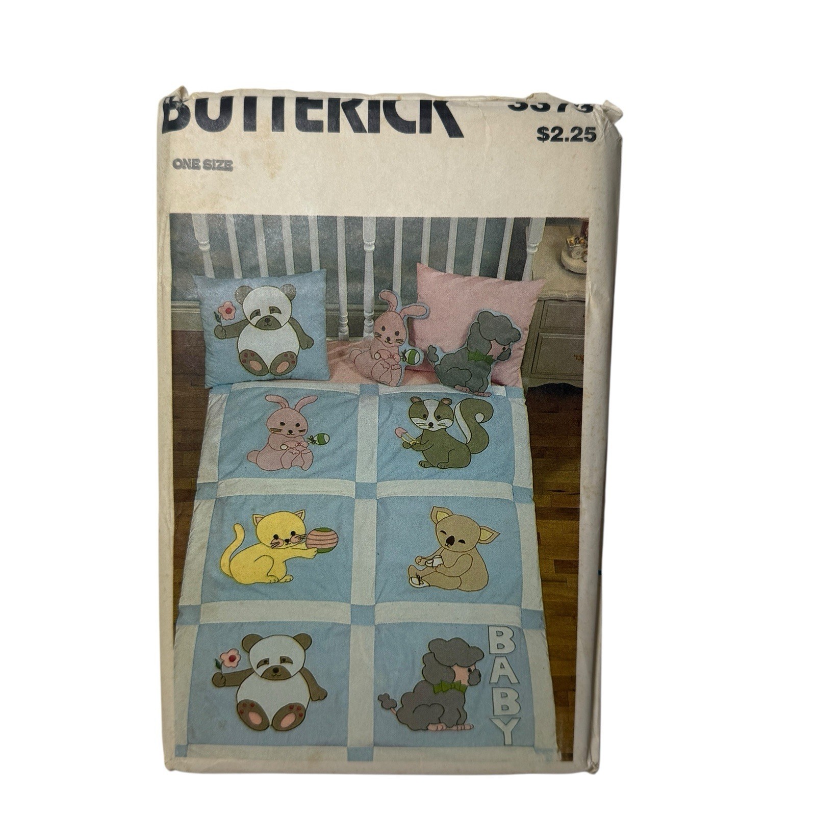 Butterick 3373 Vintage Baby Quilt, Stuffed Animals Pillow Pattern One Size Uncut