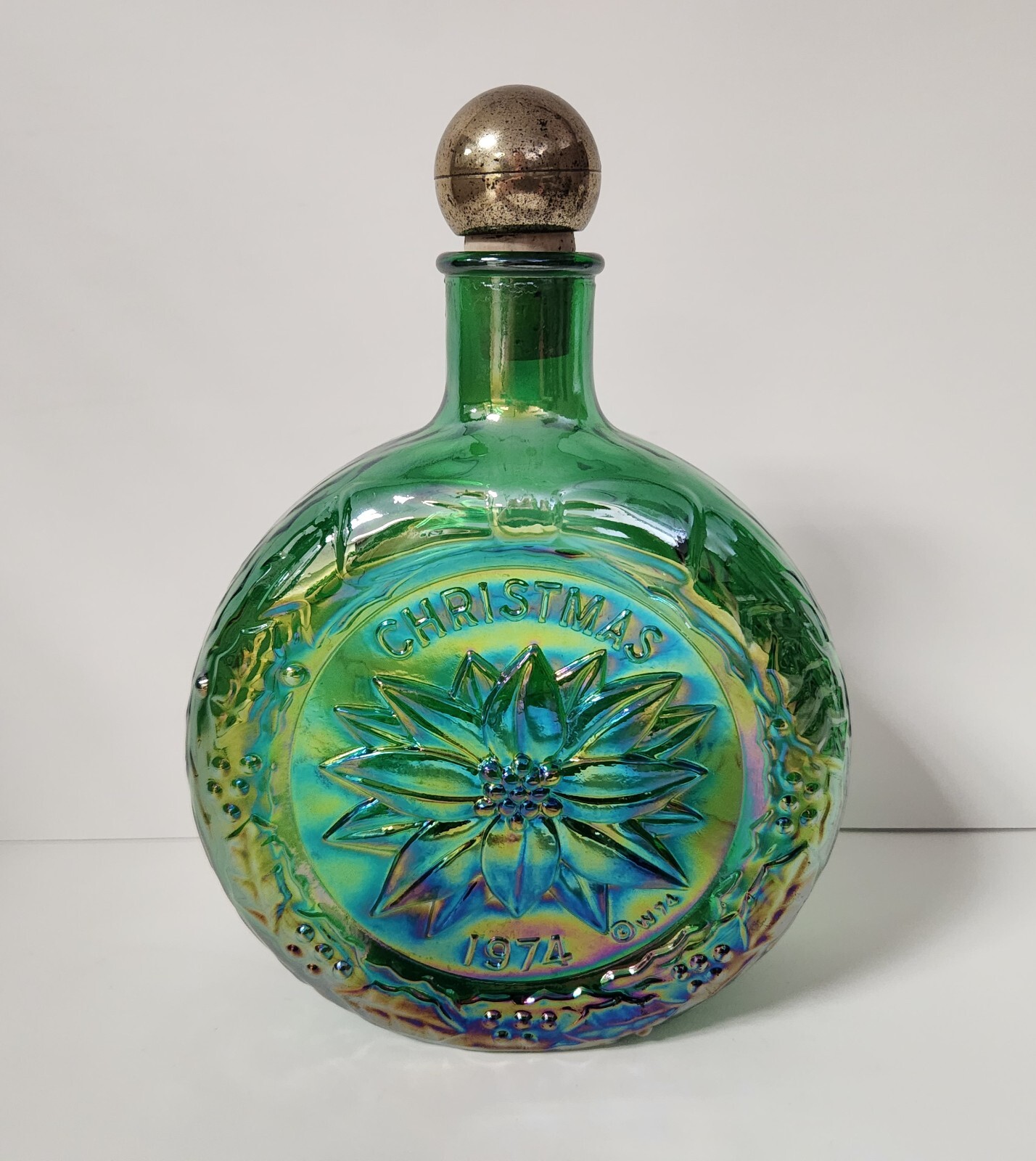 1974 Wheaton Village Christmas Holiday Poinsettia Decanter