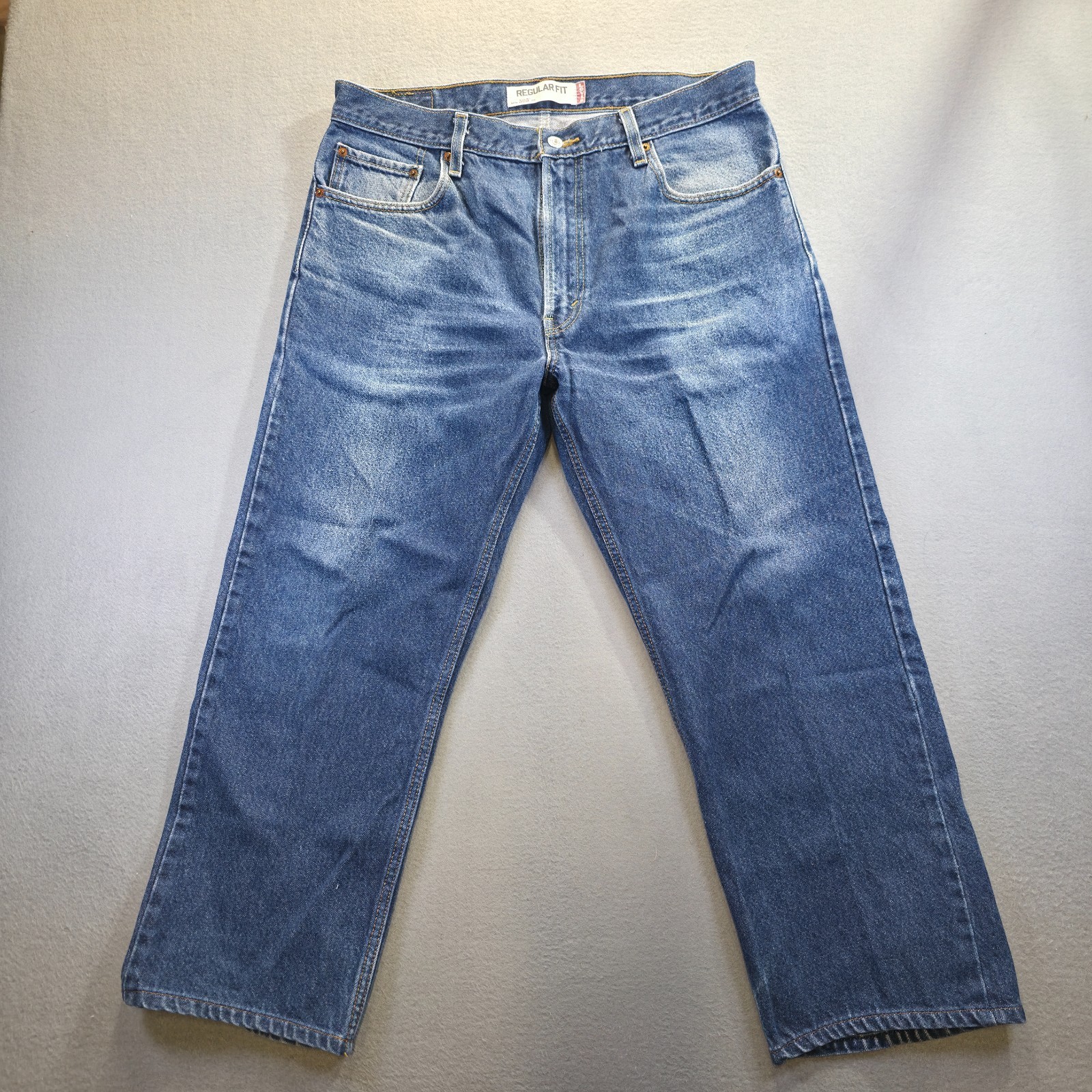 Levi's 505 Regular Fit Straight Leg Denim Blue Jeans Size 36x34 Actual 35x26