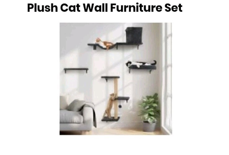FUKUMARU SET002 Plush Cat Wall Furniture Set Cat Climbing Tree
