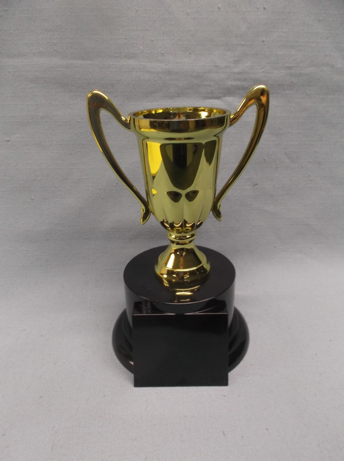 gold CUP trophy award black NB08 base 4" diameter 7" tall overall