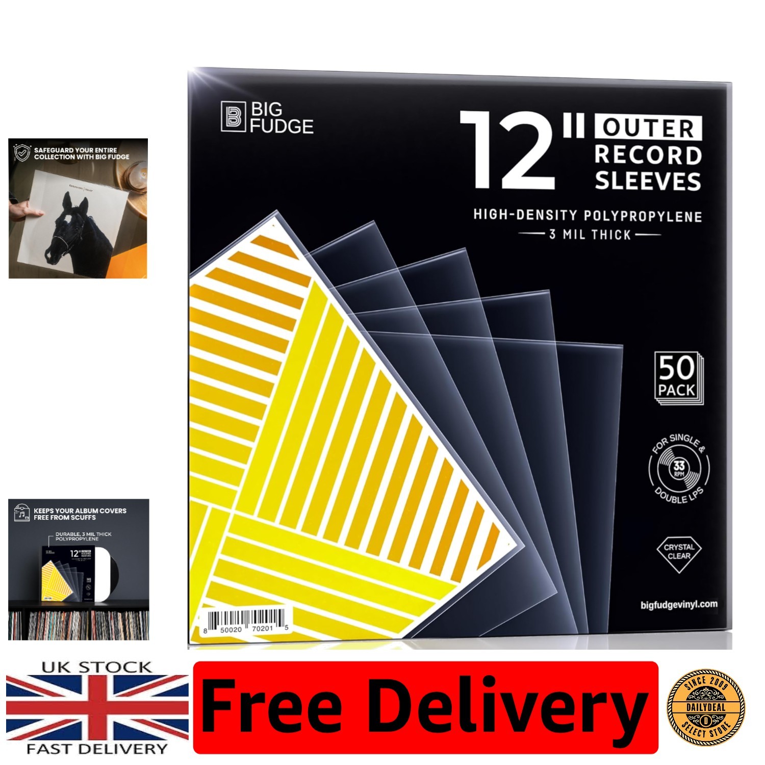 High-Density Polypropylene 50-Pack Vinyl Record Covers - Perfect for 12" Albums