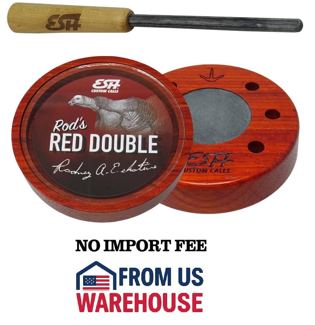 Rod's Red Double Glass Slate Turkey Pot Call Padauk w/ Striker USA