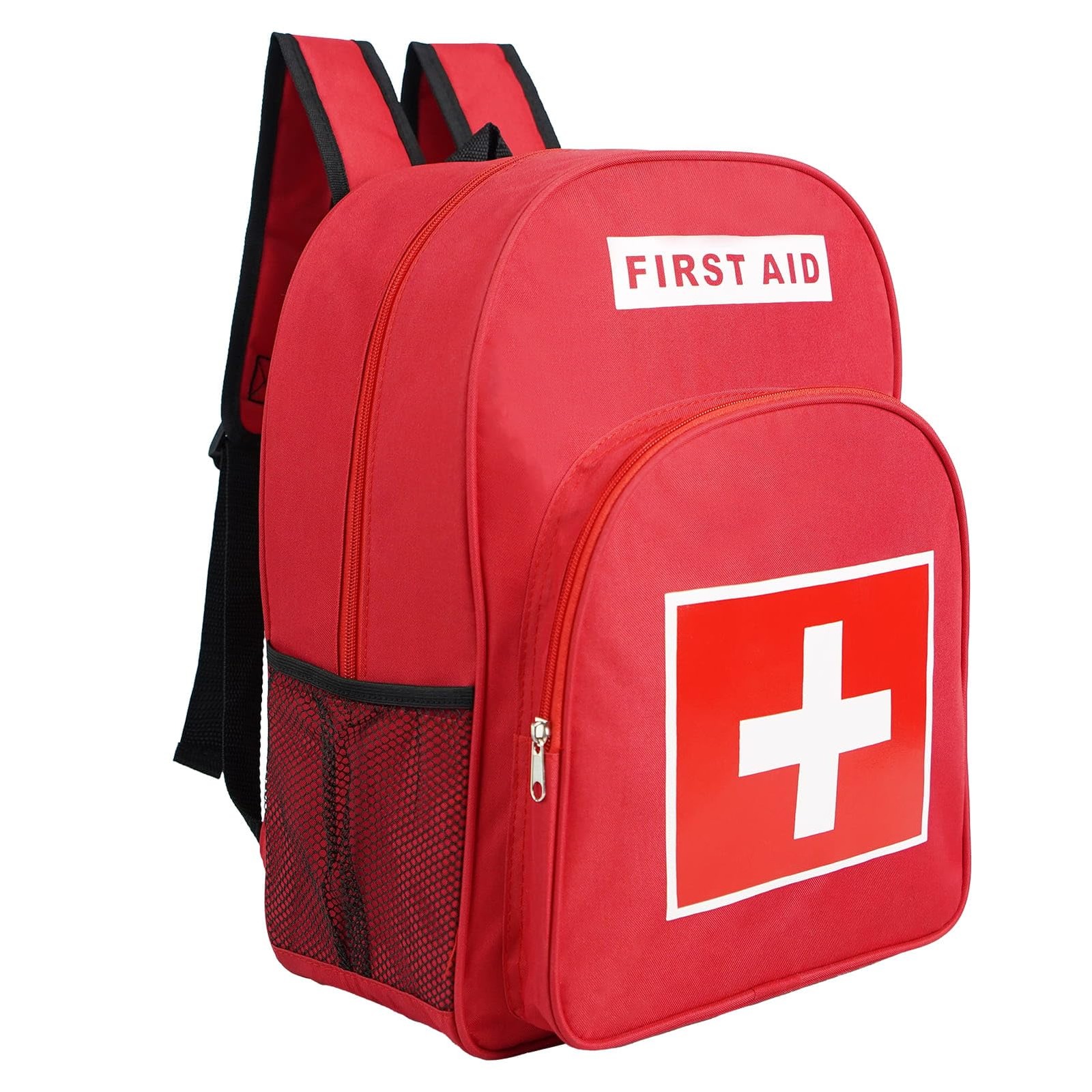 First Aid Backpack, Emergency Medical Waterproof & Large Red 