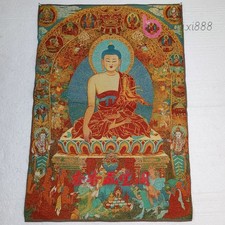 Tibetan Handmade Embroidery Shakya Muni Buddha Statue Thangka Painting Ornament