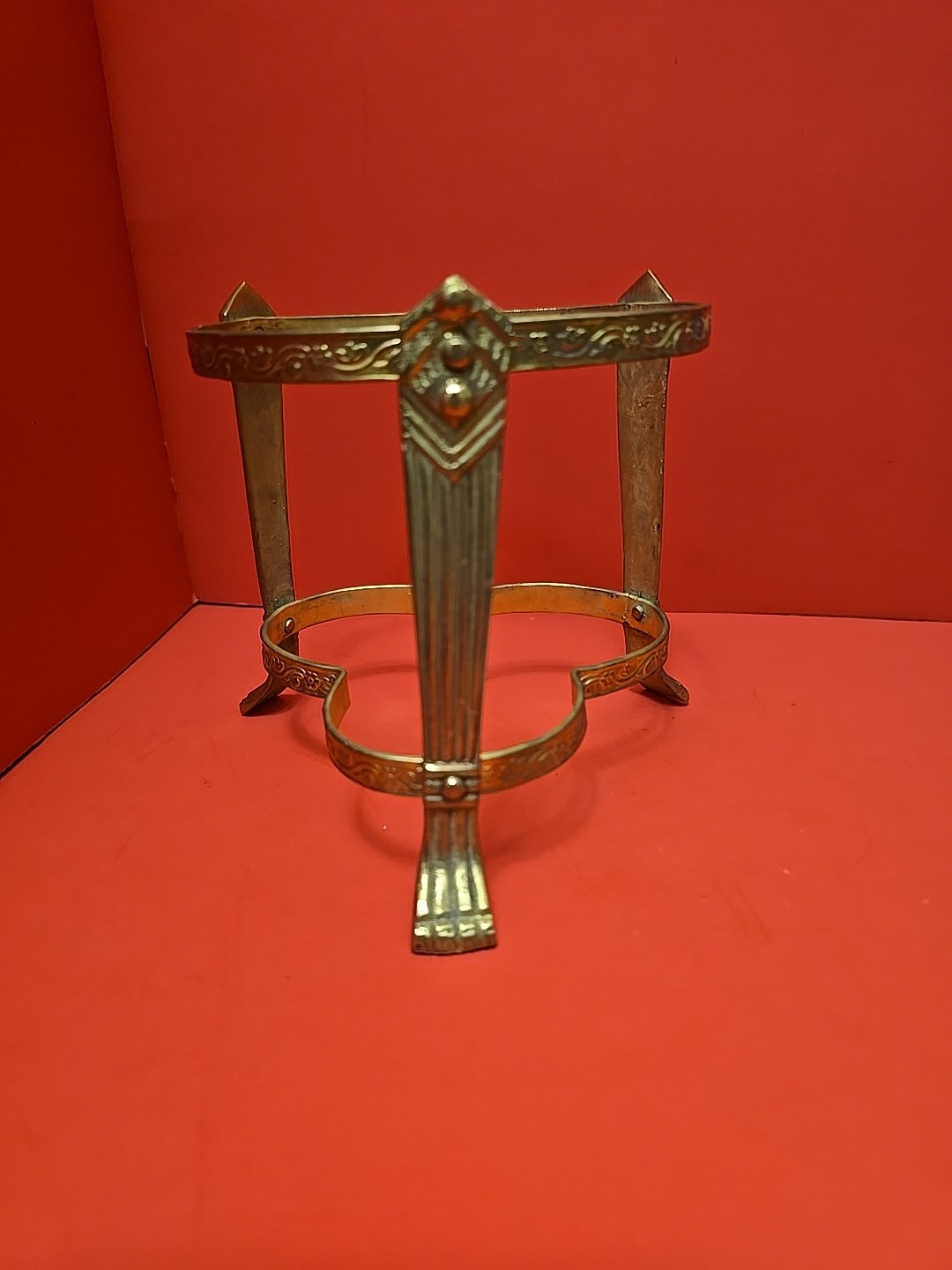 Vintage Victorian Brass Tripod Stand 5 Inch Ring India