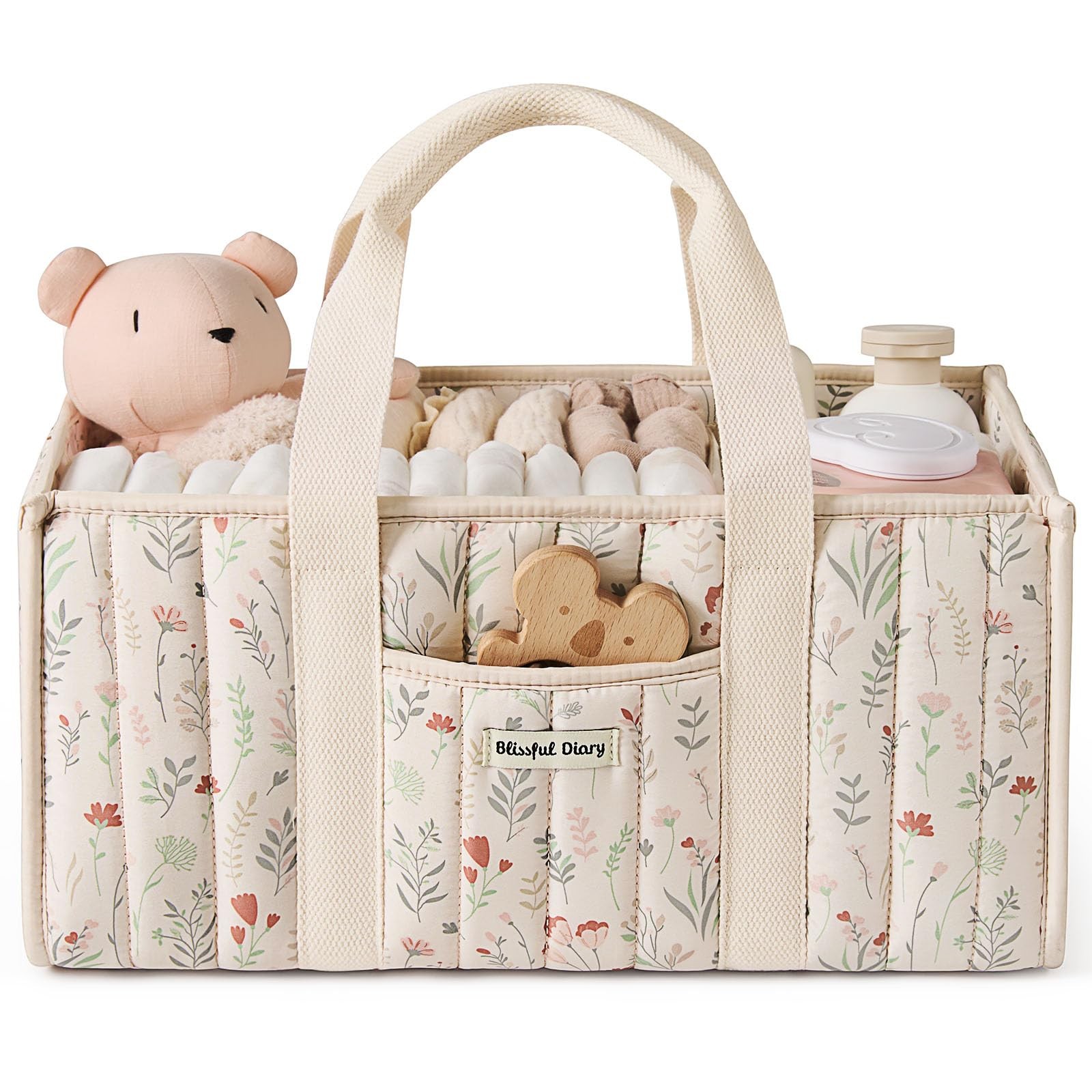 Floral Diaper Caddy Organizer, Stylish Nursery Storage Basket, Gift for Baby ...