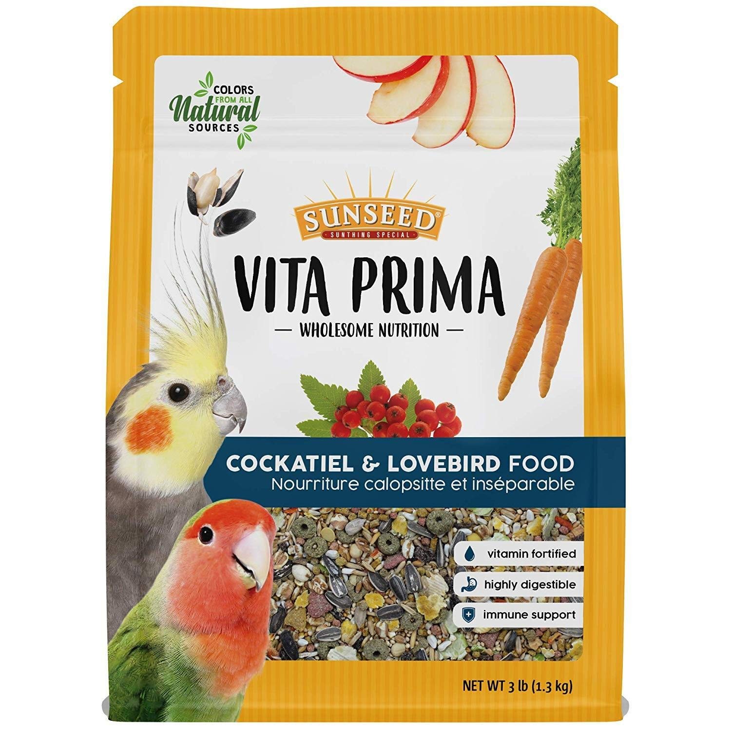 Premium Cockatiel & Lovebird Food  Wholesome Seeds, Grains, Fruits, 3 lb Bag