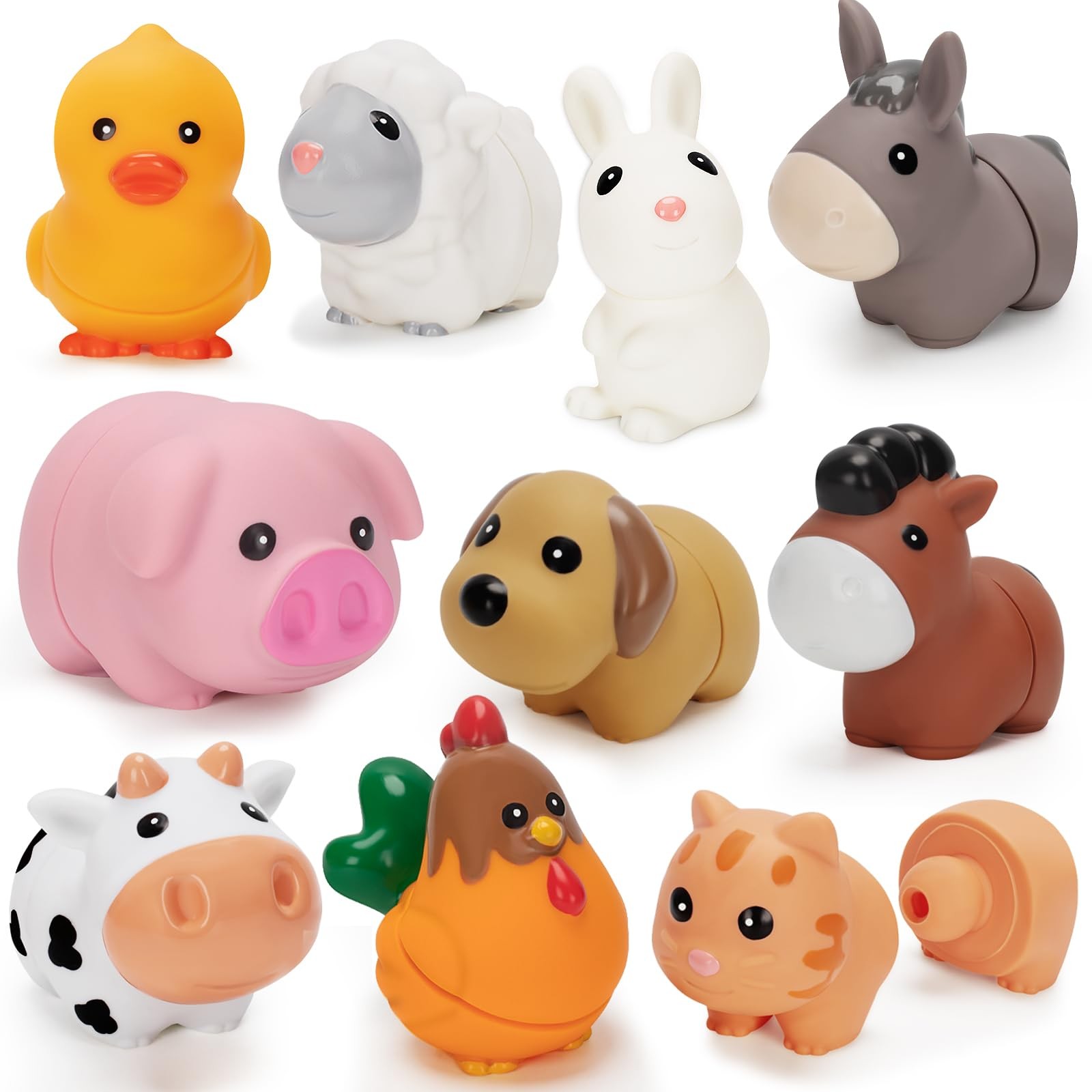 10 Pack Farm Animal Matching Toys, Montessori Gifts for 1-3 Year Old Toddlers