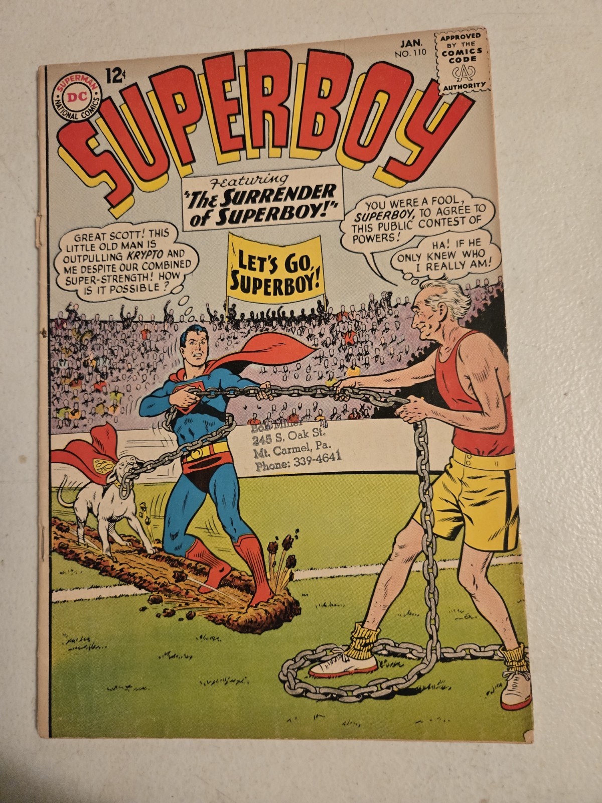 DC Comics Superboy No. 110 Comic Book Krypto Color English Single Issue 1964