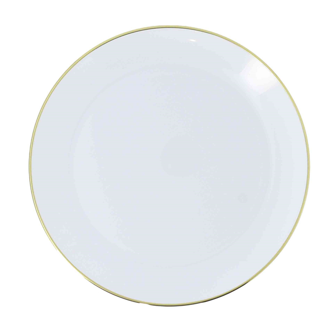 Piatto D26,5cm Plastica Riutilizzabile 6pz Bianco Oro