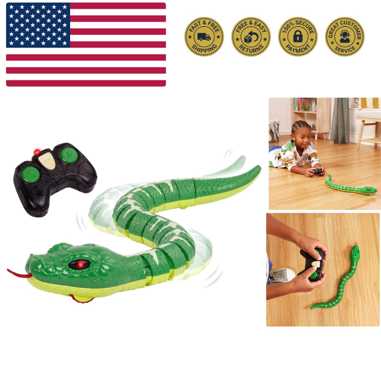 Remote Control Emerald Tree Boa Snake Toy, Realistic Moving Electronic Animal...