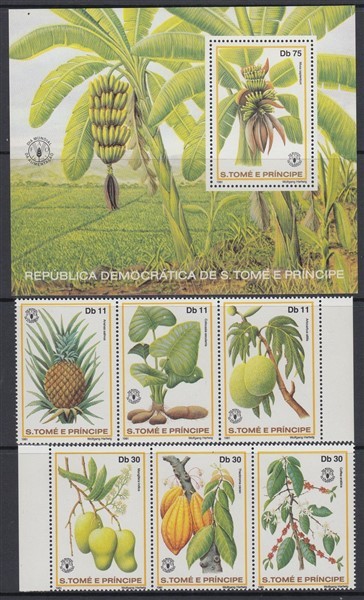 ST THOMAS & PRINCE IS SAO TOME 1981 FRUIT SET (x6) & M/S MNH (ID:763/D66762)