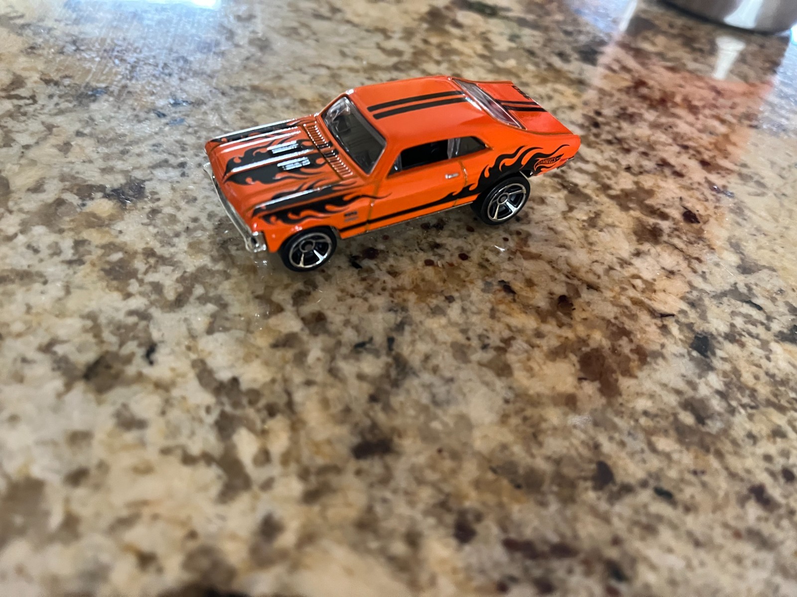 2017 Hot Wheels #61 HW Flames 1/10 '68 CHEVY NOVA Orange w/Chrome MC5 Spoke 