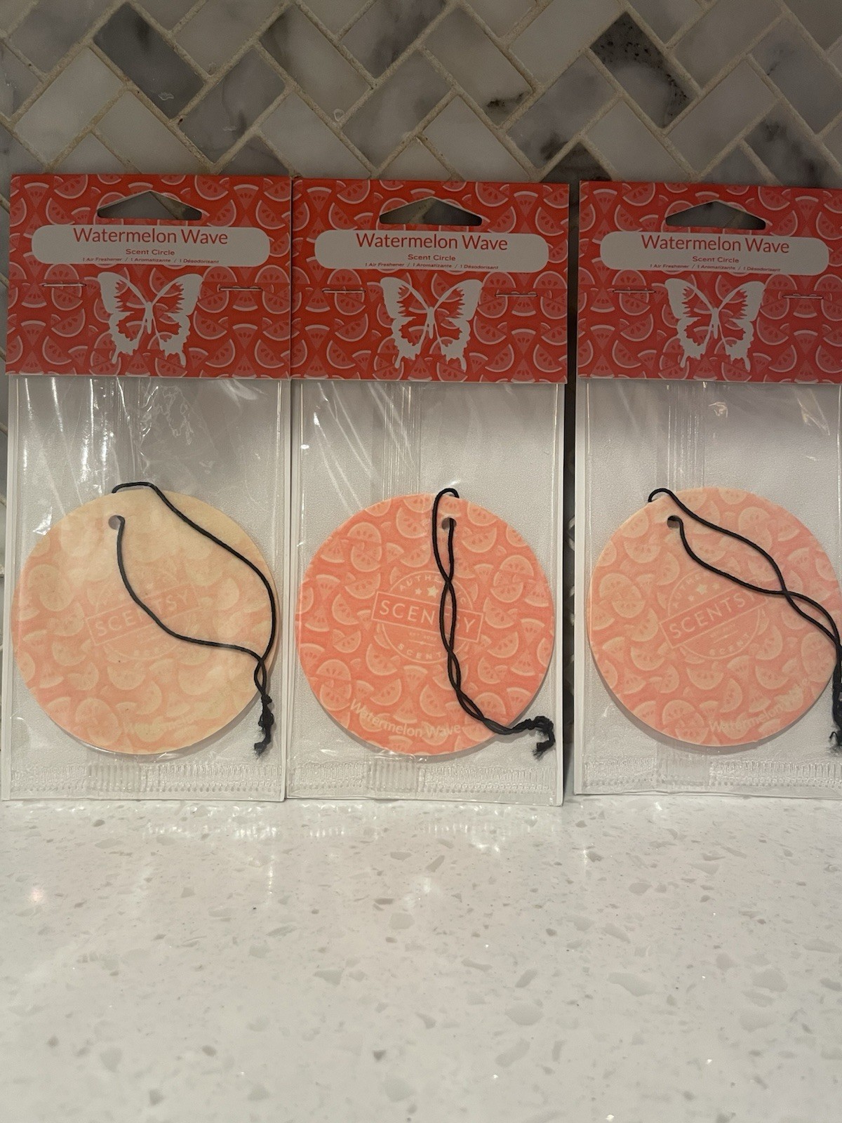 Scentsy Scent Car Freshners Set Of 3 New Sealed Watermelon Wave