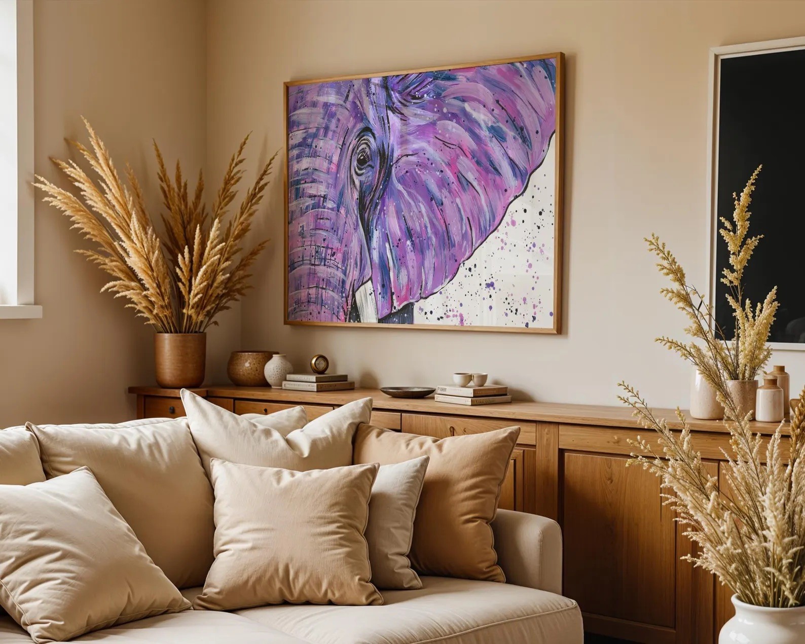 Elephant Art Print, Colourful Animal Wall Art, Wildlife Painting, Nursery, Kids 