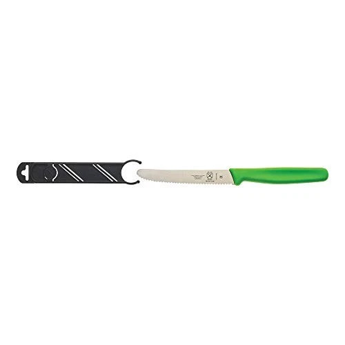 Mercer Culinary M33932GRB Bar Knife, 4-5/16” Wavy Edge, Rounded Tip, Green