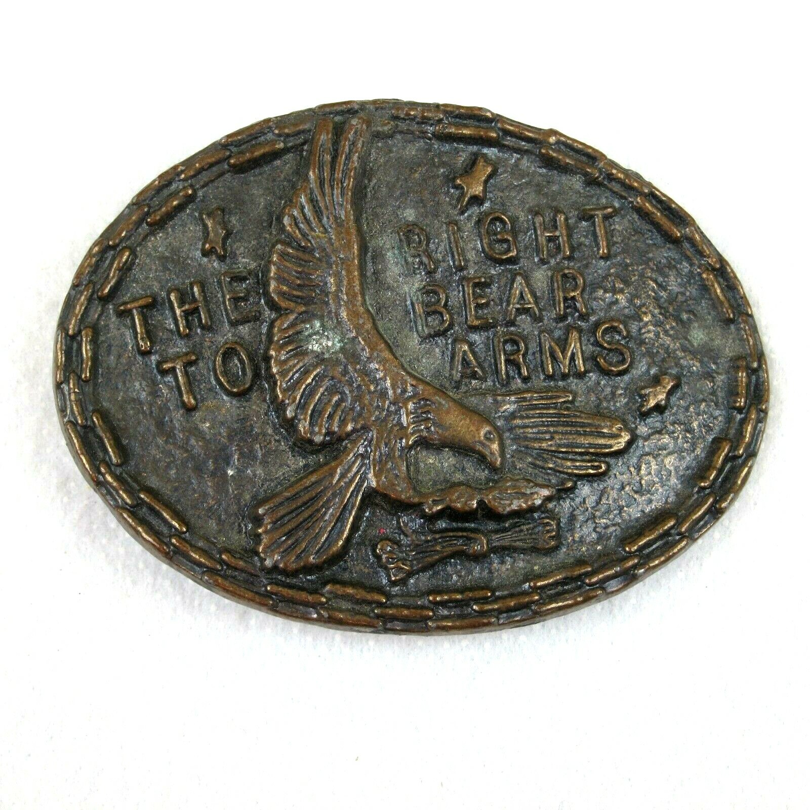 Vintage Second Amendment Belt Buckle Metal Gun Right To Keep & Bear Arms Eagle