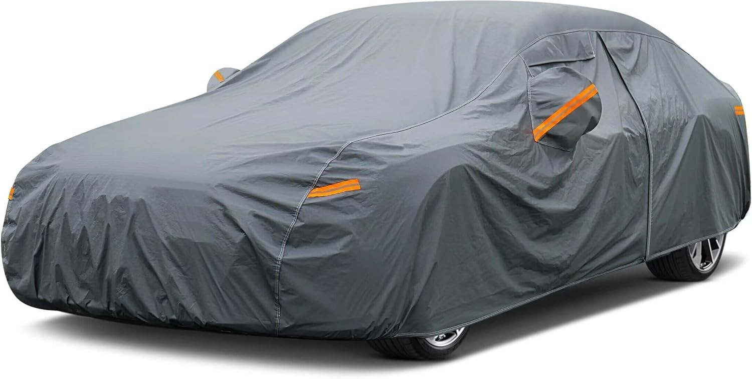 16 Layers Car Cover Waterproof All Weather, Heavy Duty Outdoor Car Cover Univers