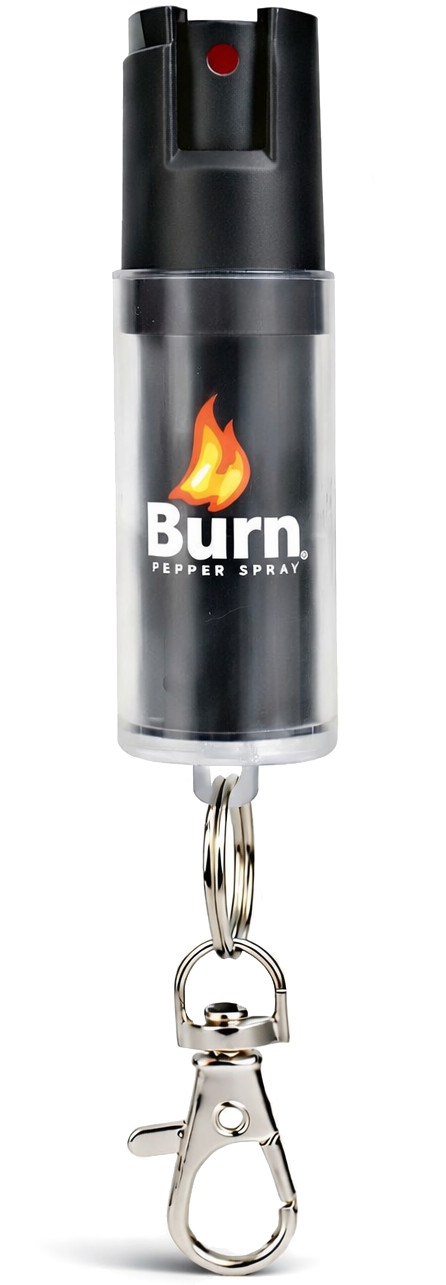 Burn Pepper Spray 0.5 oz Keychain Self Defense Black w/ Safety Lock