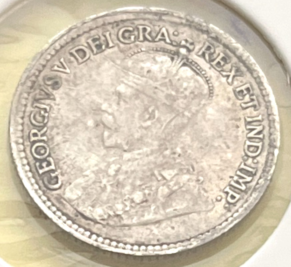 1919 Canada Five 5 Cent 92.5% Silver Circulated Canadian George V Coin
