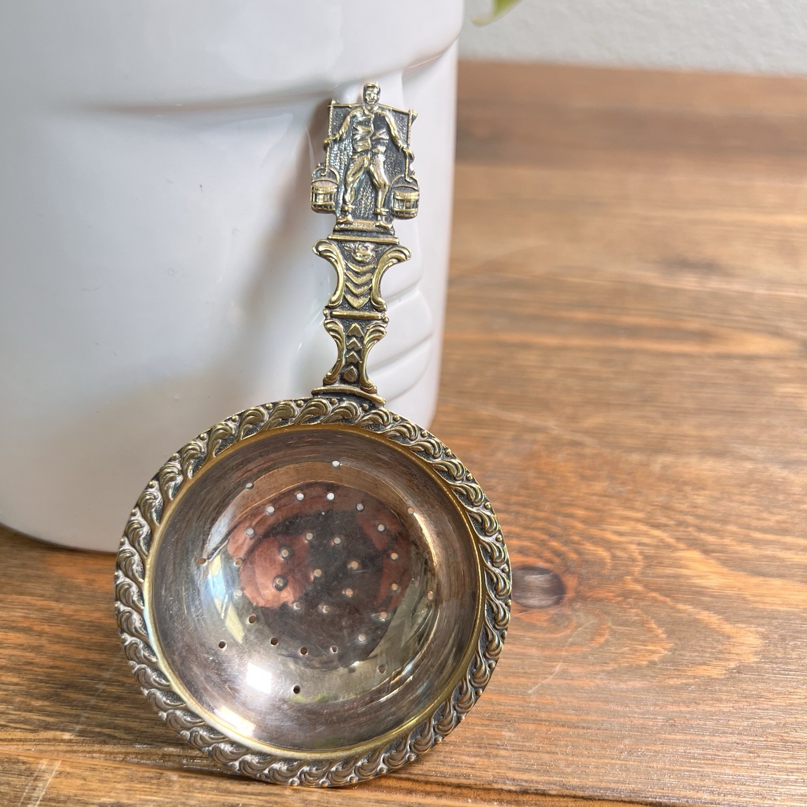 Vintage Dutch Holland Tea Strainer Silver Tone